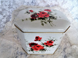 LOVELY Vintage English Biscuit or Candy Tin,Hinged Lid Canister Tin,Pretty Roses,Litho Box,Vintage Tin Boxes,Collectible Mid Century Tins