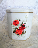 LOVELY Vintage English Biscuit or Candy Tin,Hinged Lid Canister Tin,Pretty Roses,Litho Box,Vintage Tin Boxes,Collectible Mid Century Tins