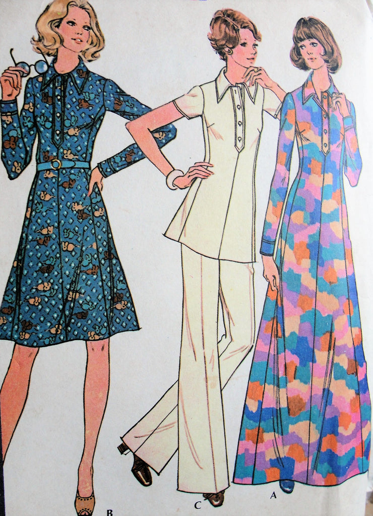 FAB Retro 70s Dress or Tunic and Pants Pattern McCALLS 3791 Regular or A Vintage shop FAB Retro 70s Dress or Tunic and Pants Pattern McCALLS 3791 Regular or A Vintage shop