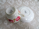 SUMPTUOUS Pink Cabbage Roses Teacup and Saucer, English Bone China, Radfords, Gold Leaves, Collectible Vintage Cups and Saucers