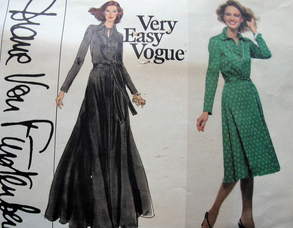 FAB 70s Diane Von Furstenberg Shirtwaist Dress Pattern,Very Easy Vogue A Vintage shop FAB 70s Diane Von Furstenberg Shirtwaist Dress Pattern,Very Easy Vogue A Vintage shop