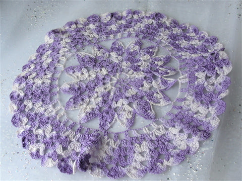 LOVELY Vintage Doily Lilac and Purple,Hand Crocheted Doily,Farmhouse Decor,French Country Cottage,Vintage Collectible Doilies