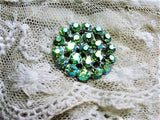 LOVELY Vintage 1950s Sparkling Green Rhinestone Button Collectible or Use In Fine Sewing Project Jewelry Making
