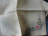 SWEET Vintage 1930s Luncheon Tea Time Napkins Set Pretty Pink Embroidery Never Used