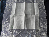 BEAUTIFUl Vintage 1950s BRIDAL WEDDING Handkerchief Irish Linen WIDE Lace Ribbons Hankie Special Bridal Hanky