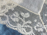 BEAUTIFUl Antique BRIDAL WEDDING Handkerchief Irish Linen WIDE French Lace Hankie Special Bridal Hanky