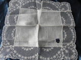 1950s Vintage Irish Linen WIDE Lace Hankie BRIDAL WEDDING HANDKERCHIEF Special Bridal Hanky