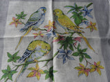 BEAUTIFUL Vintage Printed Hanky BIRDS Hankie PARROTS Handkerchief Lovely To Frame