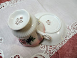 CHARMING Royal Albert English Bone China Teacup and Saucer,REFLECTION Series,Pink Roses,Pedestal Cup,Collectible Vintage Teacups