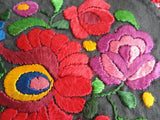 1920s BOHEMIAN Doily Centerpiece,Hungarian Matyo Dramatic Hand Embroidery,Colorful Ethnic Textile,Decorative, Euro Chic, Boho Decor, Collectible Doilies