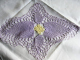 VINTAGE Pretty Lavender and Buttery Yellow Doily, Hand Crocheted Centerpiece, Farmhouse Decor, French Cottage Decor, Collectible Vintage Doilies