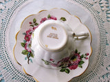 CHEERFUL Vintage English Tea Cup and Saucer Pretty PINK Flowers for Bridal Luncheons,Showers,Hostess Gift, Bridesmaid Gift, Wedding