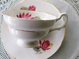 CHARMING Teacup and Saucer Royal Grafton English Bone China Sweet PINK Vintage Cup and Saucer Tea Time China