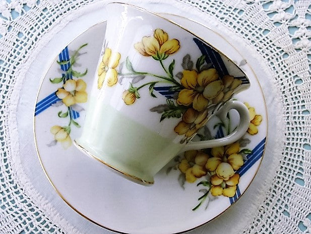 VINTAGE OCCUPIED Japan Teacup and Saucer Yellow Flowers Cup and Saucer Collectible