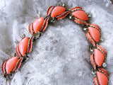 BEAUTIFUL 1950s Coral Luminous Thermoplastic and Gold Tone Metal Necklace Wear or Collect Vintage Costume Jewelry