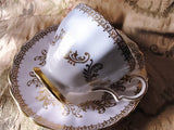 LOVELY English Bone China Teacup and Saucer by GROSVENOR Lush Cup and Saucer Vintage Tea Time China