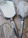 Elegant Antique Edwardian Sterling Silver Vanity Set Hand Mirror and Brush Bows Roses and Engraved Stripes Perfect Gift or Add To Silver Collection