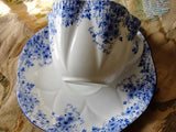 BEAUTIFUL Antique Art Deco Shelley TeaCup and Saucer DAINTY BLUE Fluted Cup and Saucer Fine English Bone China