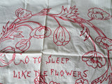 SWEET Victorian Redwork Embroidery, Cotton Pillow Cover or Wall Hanging, Go To Sleep Embroidery, Charming Farmhouse Chic Cottage Decor, Collectible Textiles , Vintage Linens