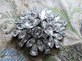 DAZZLING Vintage Signed Sherman Brooch Large Statement Pin Vintage Costume Rhinestone Jewelry