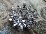 DAZZLING Vintage Signed Sherman Brooch Large Statement Pin Vintage Costume Rhinestone Jewelry
