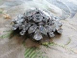 DAZZLING Vintage Signed Sherman Brooch Large Statement Pin Vintage Costume Rhinestone Jewelry