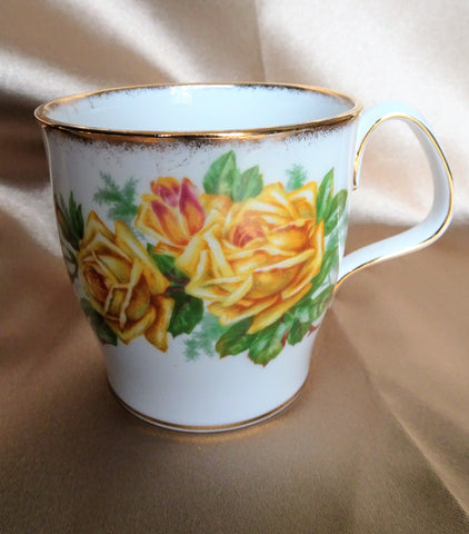 LOVELY English Bone China Mugs, Tea Rose by Royal Albert China, Beautiful Lush Yellow Roses, Coffee or Large Tea Mug, Collectible Vintage China