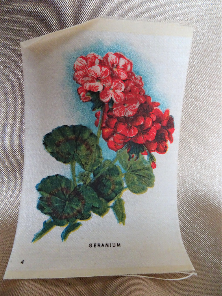 COLORFUL Antique Printed Silk Flowers,Geranium Flowers,Floral Silks, Antique Quilt Silks, Craft Silks,For Fine Sewing Quilting Projects or Frame It For Shabby Chic Romantic Cottage Décor