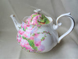 BEAUTIFUL Vintage Teapot, English Bone China 5 Cup Teapot, Royal Albert BLOSSOM TIME, Romantic Pinks, Collectible Vintage Teapots