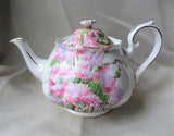 BEAUTIFUL Vintage Teapot, English Bone China 5 Cup Teapot, Royal Albert BLOSSOM TIME, Romantic Pinks, Collectible Vintage Teapots