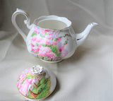 BEAUTIFUL Vintage Teapot, English Bone China 5 Cup Teapot, Royal Albert BLOSSOM TIME, Romantic Pinks, Collectible Vintage Teapots