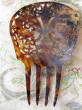 BEAUTIFUL Very Large Antique Hair Comb Lovely Fretwork Filigree Carved Style Tortoise Shell Decorative Hair Accessory