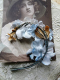 Lovely VINTAGE Millinery Flowers, Pastel Pinks Blue Floral Hat Trim,Bridal, Doll Size,Old Millinery Blue Small Flowers, Heirloom Sewing