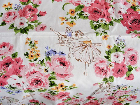 BEST Chic Vintage Ballerina,Teddy Bears, Roses Fabric Decorative Charming 1950s early 60s Girly Shabby Chic Fabric Vintage Cottage Decor