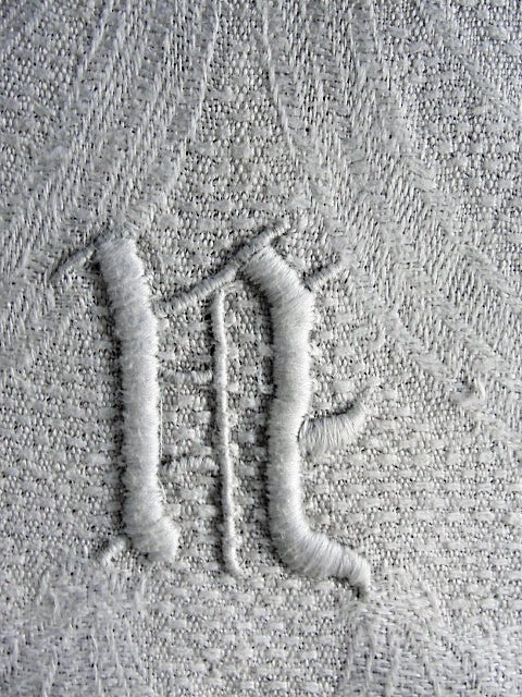 ANTIQUE Monogram Art Nouveau Large Linen Towel Quality Linen Vintage Linens