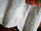 Antique French White On White Embroidered Fleur-de-lis Flounce Trim,Heirloom lace,For Dolls Christening Gowns Bridal, Journals, Fine Crafts,Collectible Vintage Lace