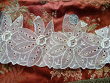 LOVELY Antique French Salesmans Sample Trim Embroidered Organdy Flapper Era Downton Abbey Gatsby Trim Hats Doll Clothes, Collectible Vintage Lace