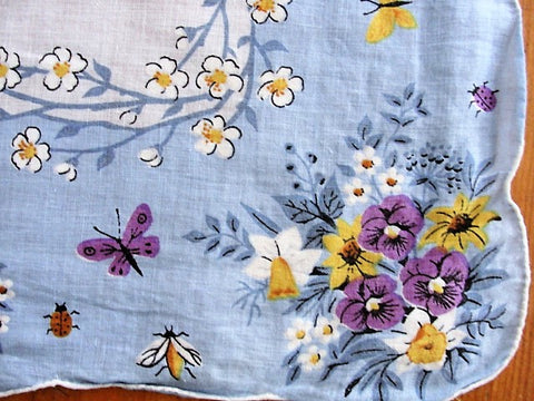 LOVELY Vintage Printed Hanky Handkerchief Hankie Collectible Vintage Printed Hankies