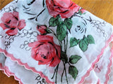 BEAUTIFUL 50s Sheer ROSES Hankie Hanky Handkerchief Collectible Vintage Hankies