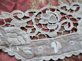 LOVELY Victorian Lace Embroidered Trim Applique, Lovely Design,Fine Heirloom Sewing Crafts, Collectible Vintage Lace