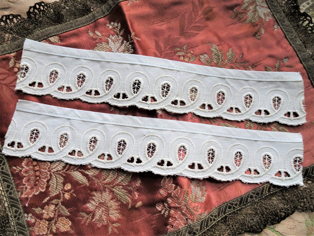 UNIQUE Antique French Lace Cuffs, Embroidery Work,Heirloom Sewing, Collectible Vintage Lace