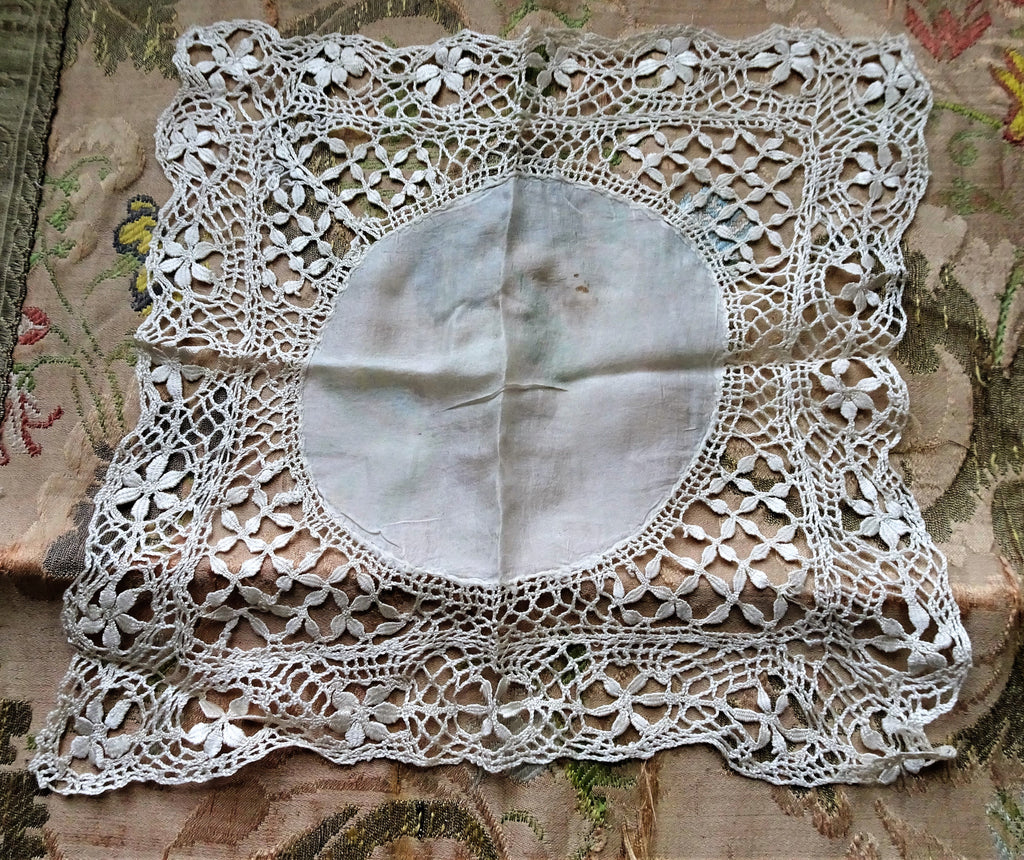 BEAUTIFUL Antique Maltese Lace Silk Handkerchief Hanky,Perfect For Bride,Special Wedding Hankie,Collectible Vintage Hankies