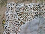 BEAUTIFUL Antique Maltese Lace Silk Handkerchief Hanky,Perfect For Bride,Special Wedding Hankie,Collectible Vintage Hankies