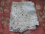BEAUTIFUL Antique Maltese Lace Silk Handkerchief Hanky,Perfect For Bride,Special Wedding Hankie,Collectible Vintage Hankies