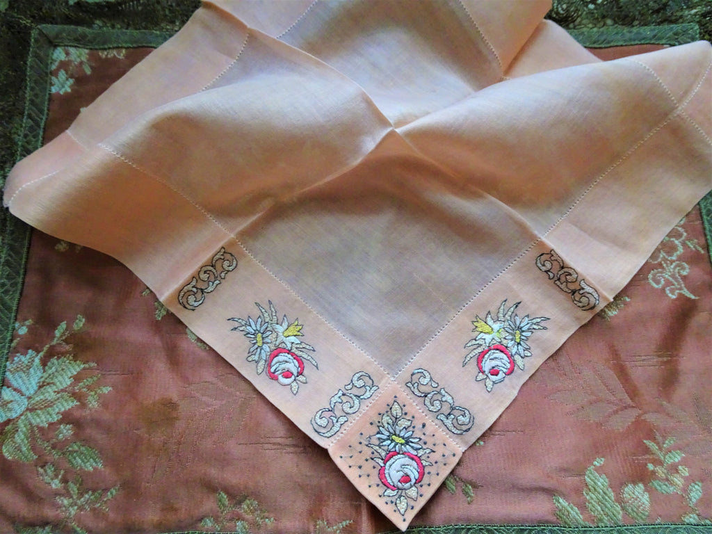BEAUTIFUL Art Deco Hand Embroidered Hanky, Unusual, Exceptional Hand Embroidery Work,Lovely Vintage Hankie,Handkerchief,Wedding Bridal Hanky Collectible Hankies