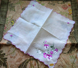 RESERVED BEAUTIFUL Vintage Embroidered SWISS Floral Handkerchief Hanky Sweet Pansy Flowers, Pansies Special Bridal Wedding Hankie, Collectible Hankies
