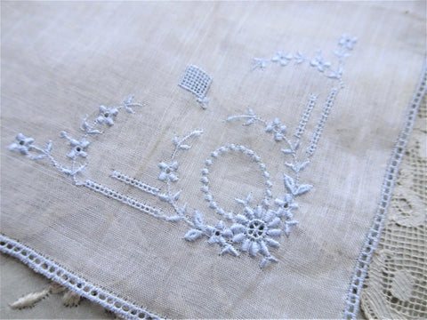 BEAUTIFUL Appenzell Vintage Hanky, Baby Blue Embroidery, Hankie, Vintage Handkerchief ,Fine Embroidery Work ,Wedding Bridal Hankie, Bridesmaid Special Hanky, Something Blue