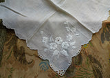 Beautiful WEDDING Hanky Exquisite Embroidery Handkerchief Bridal Hankie Stunning Roses Embroidery,for Collector or Bridal Heirloom