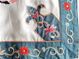 VINTAGE Silk Cushion Cover Textile Chinese Embroidered Flowers and Bird, Elegant Early 60s Oriental Asian Decor, Collectible Embroidery