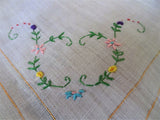 PRETTY French Art Deco Embroidered Hanky,Sweet Flowers on Lilac Linen, Flapper Era Hankie,Lovely Vintage Handkerchief, Collectible Vintage Hankies